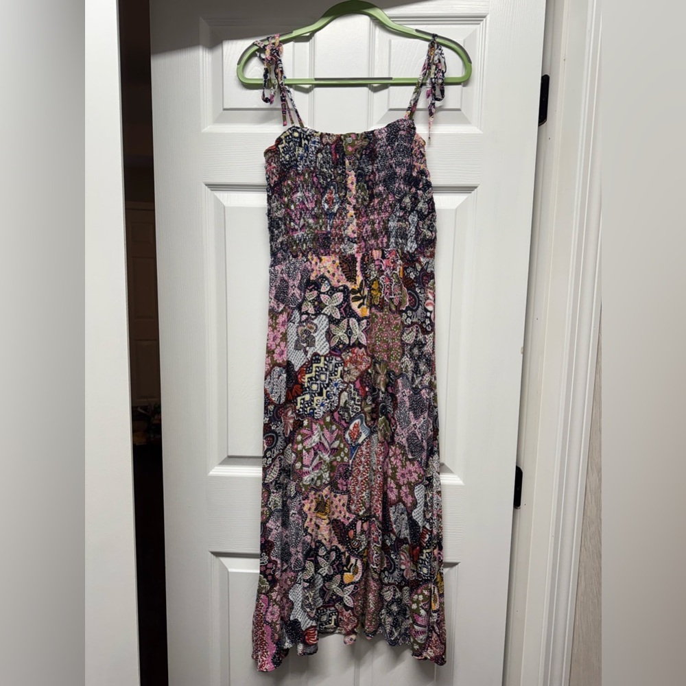 LOFT Multi-Print Tie-Shoulder Maxi Dress, Size: S